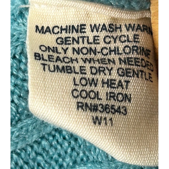 G.H.‎ Bass & Co Super Soft Turquoise Cable Knit Sweater Women's Size Medium - Picture 4 of 4